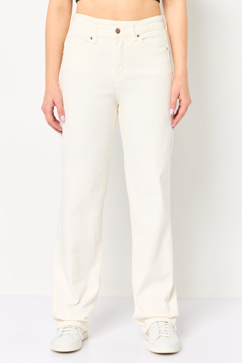 SALSA Women Regular Fit Solid Straight Leg Pants, White - Image 1