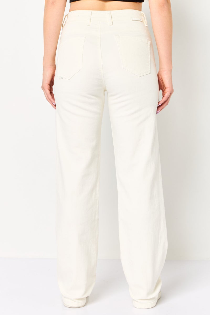 SALSA Women Regular Fit Solid Straight Leg Pants, White - Image 4