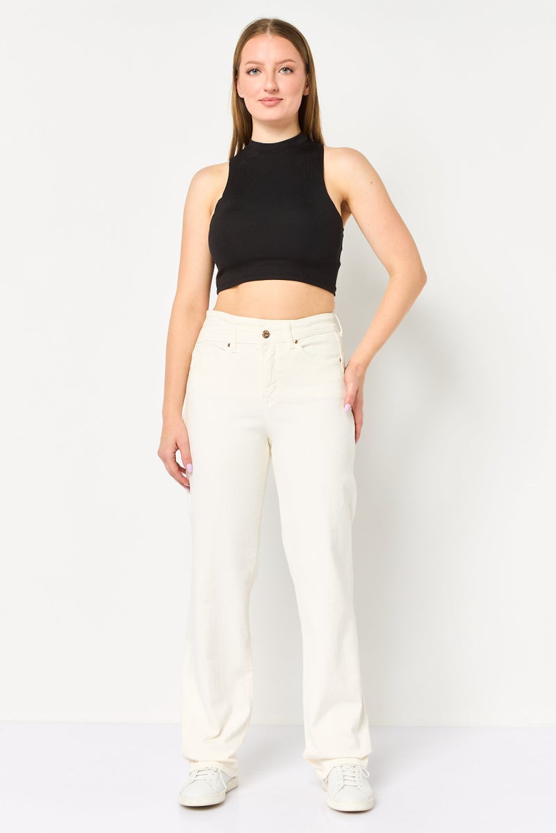 SALSA Women Regular Fit Solid Straight Leg Pants, White - Image 2