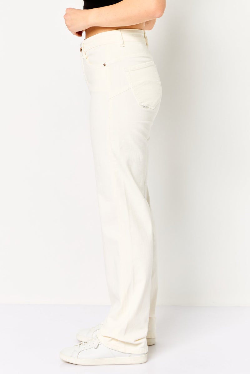 SALSA Women Regular Fit Solid Straight Leg Pants, White - Image 3