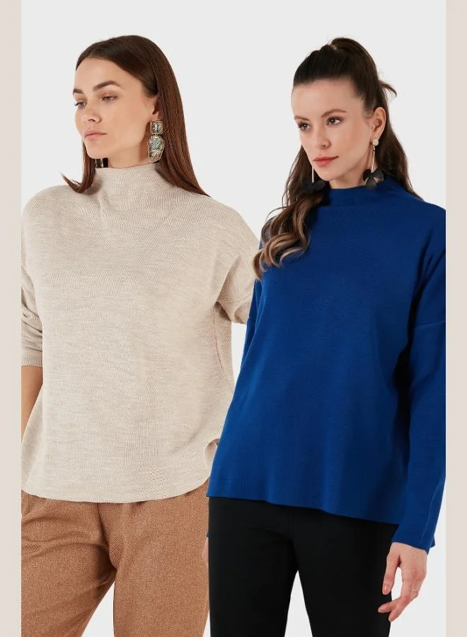 ليلا ليلا قطن سترة بياقة واقفة طويلة من الخلف عبوة من قطعتين نسائية ٤٦١٥٠٠٢٢