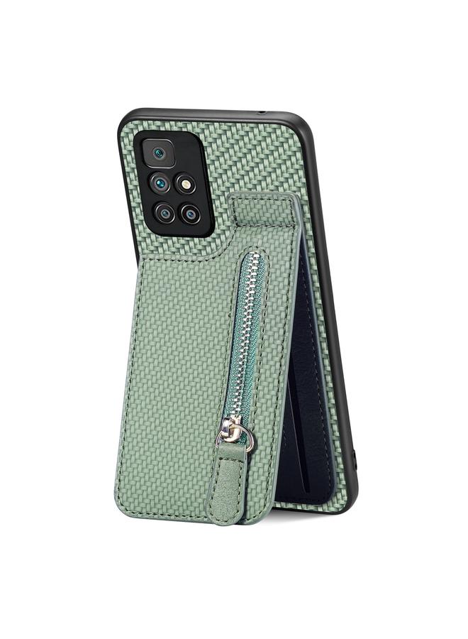 اس-توب جراب هاتف Redmi 10 من ألياف الكربون مع سحاب رأسي قابل للطي - Image 1