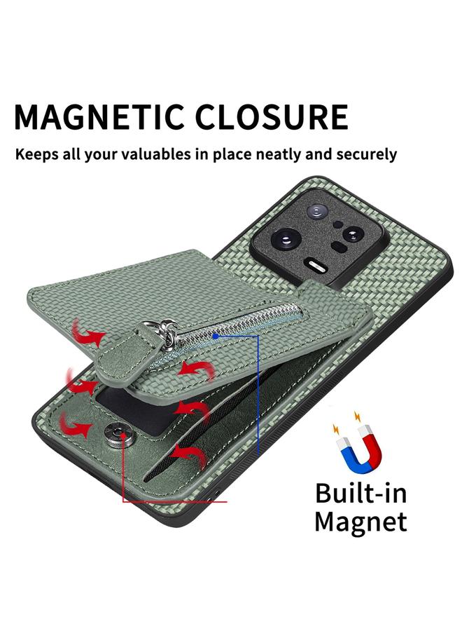 اس-توب جراب هاتف Redmi 10 من ألياف الكربون مع سحاب رأسي قابل للطي - Image 5