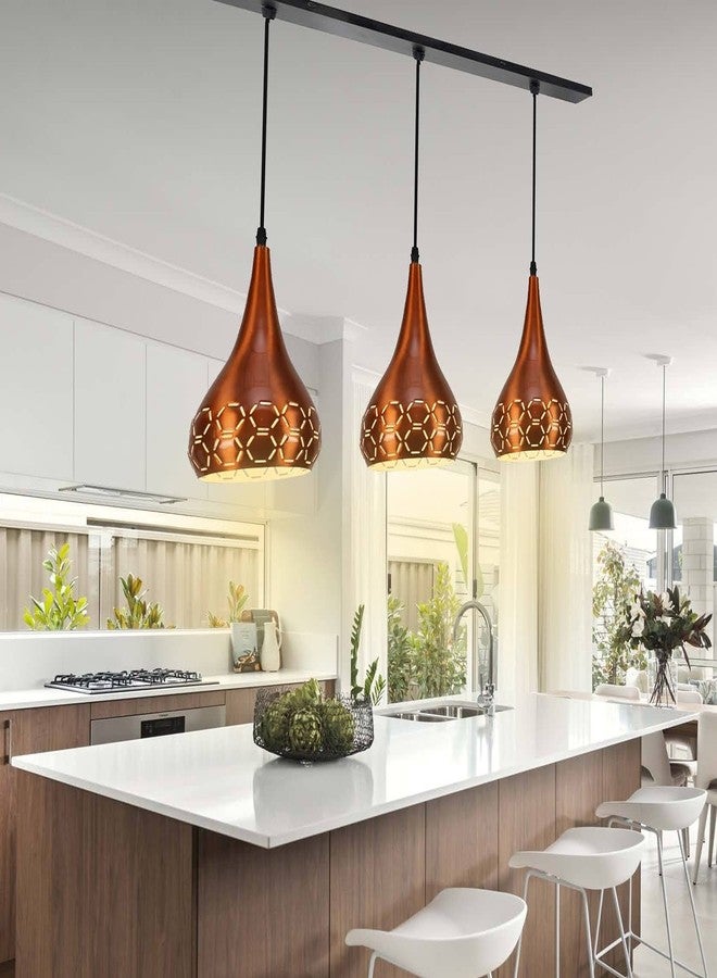 Lyse Decor Hanging Lights for Bedroom, Hanging Lamps for Living Room, Hanging Lights for Restaurants, Jhoomar and Dining Table Lamps (Copper) - Image 3