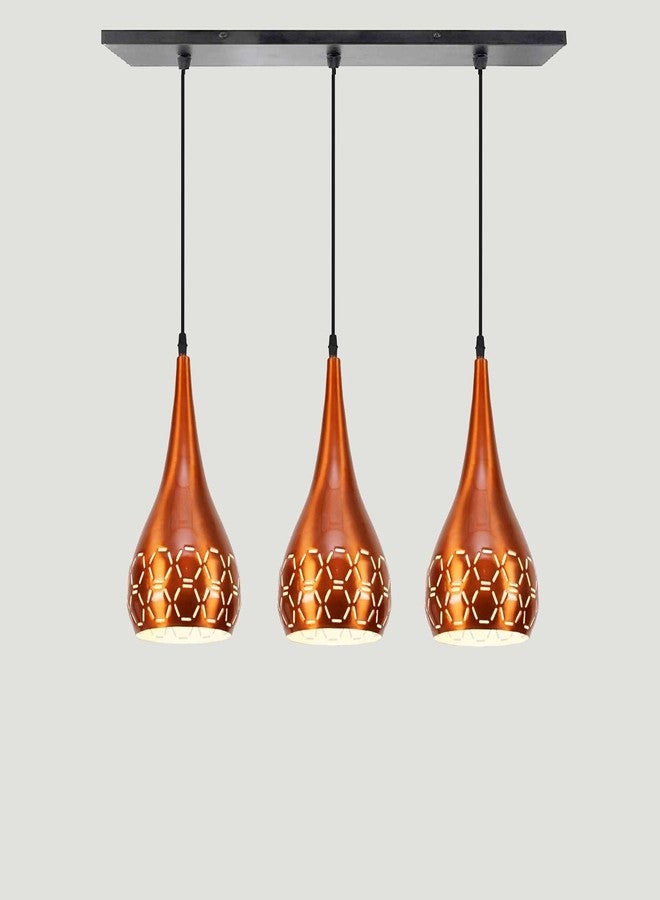 Lyse Decor Hanging Lights for Bedroom, Hanging Lamps for Living Room, Hanging Lights for Restaurants, Jhoomar and Dining Table Lamps (Copper) - Image 1