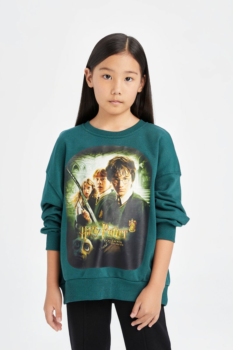 DeFacto Green Girl Girl Harry Potter Oversize Sweatshirt Casual - Image 1