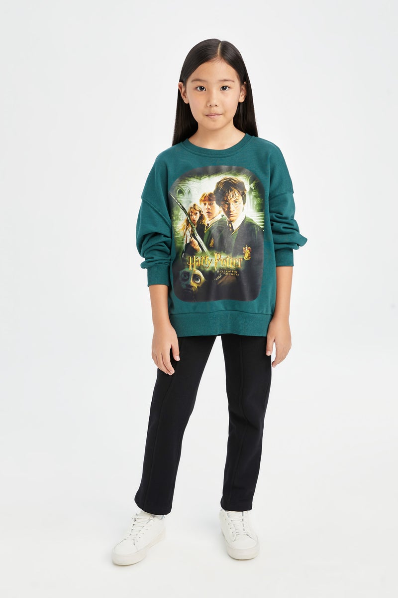 DeFacto Green Girl Girl Harry Potter Oversize Sweatshirt Casual - Image 2