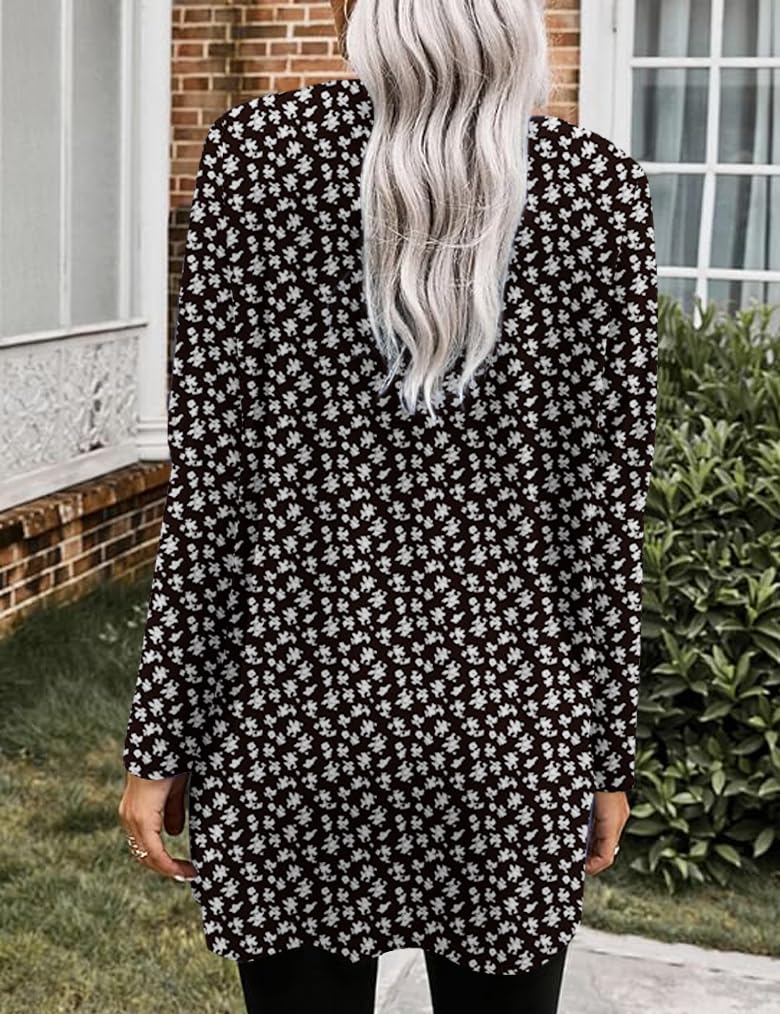 Poetsky Black Women's Peasant Dress Shirts for Work Tunics to Wear with Leggings Long Sleeve Western Ethnic Blouses and Tops with Pockets Boho Clothes 2026 - Image 2