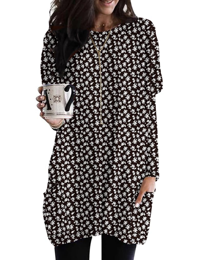 Poetsky Black Women's Peasant Dress Shirts for Work Tunics to Wear with Leggings Long Sleeve Western Ethnic Blouses and Tops with Pockets Boho Clothes 2026 - Image 1