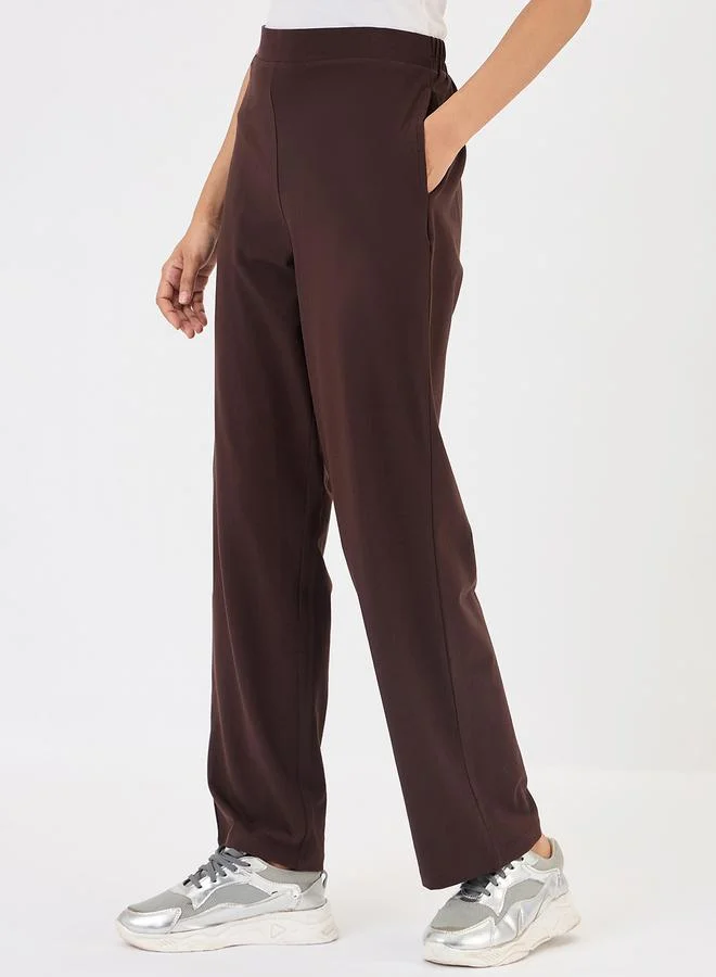 Femmella Women Brown Relaxed Fit Trousers