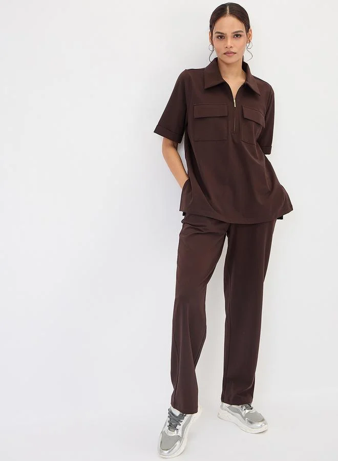 Femmella Women Brown Relaxed Fit Trousers