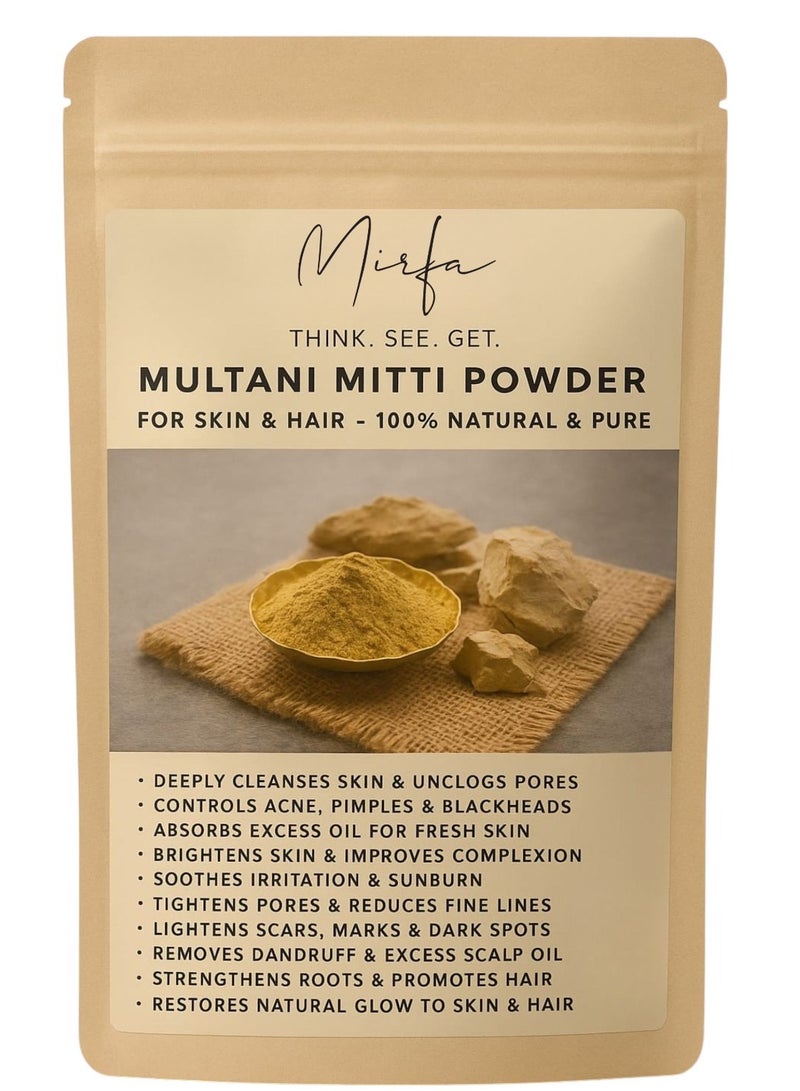 MIRFA Multani Mitti (Fuller's Earth) Powder - 250g - 100% Natural - For Face, Skin & Hair Care - Image 1