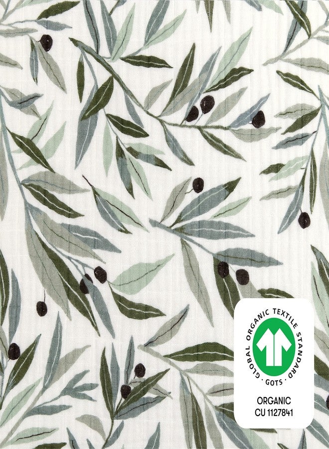 Babyletto 100% Organic Cotton Crib Sheet, GOTS-Certified, Fitted 360°, Ultra-Soft and Breathable Muslin - Olive Branches - Image 4