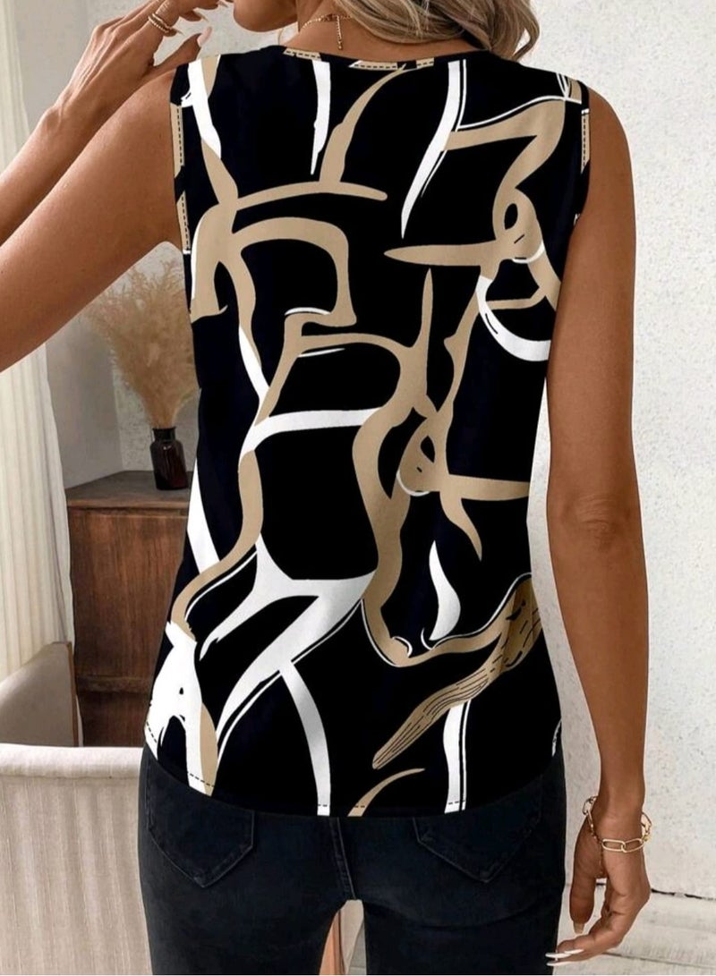 Shein SHEIN Clasi Women's Random Printed Casual Tank Top For Summer BLOUSE - Image 4