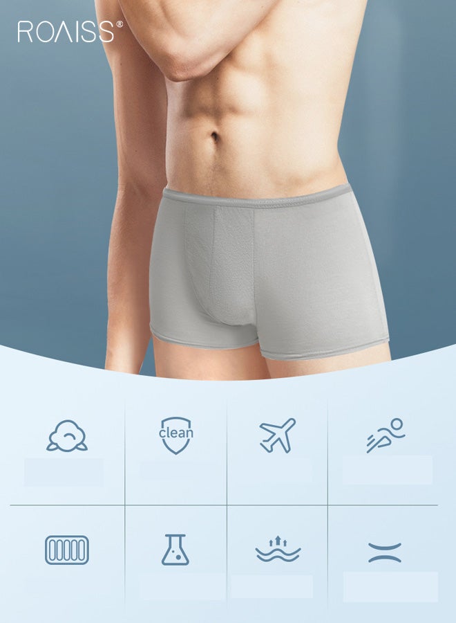 roaiss 10 Pairs Men's Disposable Briefs, Polyester-Cotton Boxer Briefs Travel-Friendly, No-Wash, Portable, Sterile Large Size Boxer Shorts Daily Disposable, Gray - Image 2