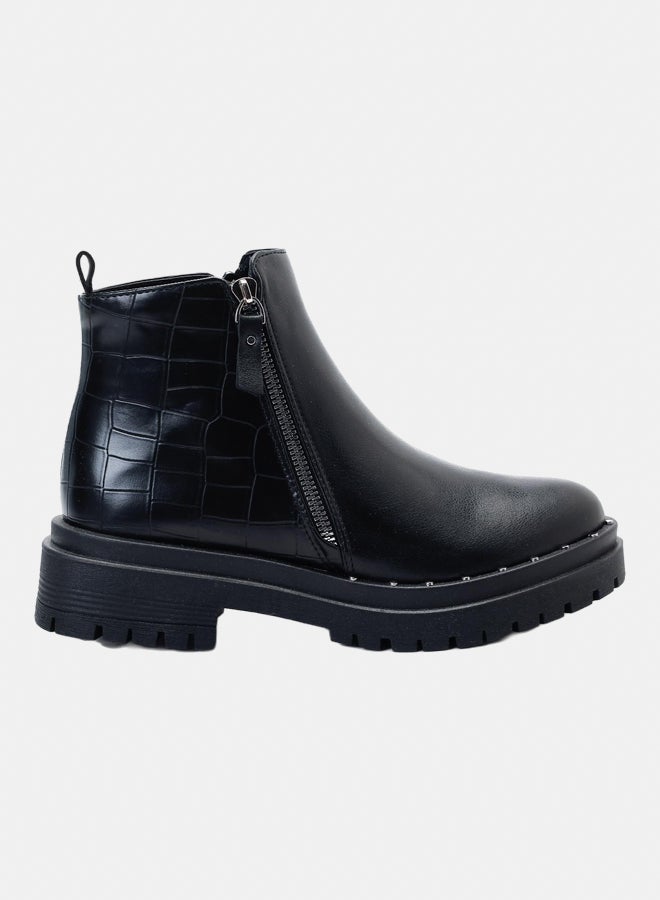 XO Style Leather Ankle Boot - Black - Image 2