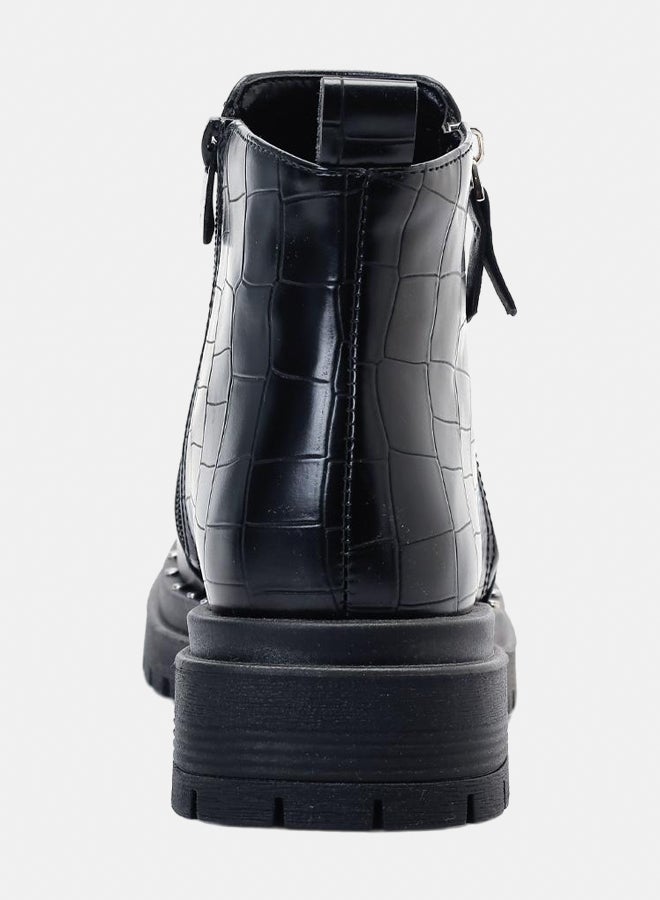 XO Style Leather Ankle Boot - Black - Image 3
