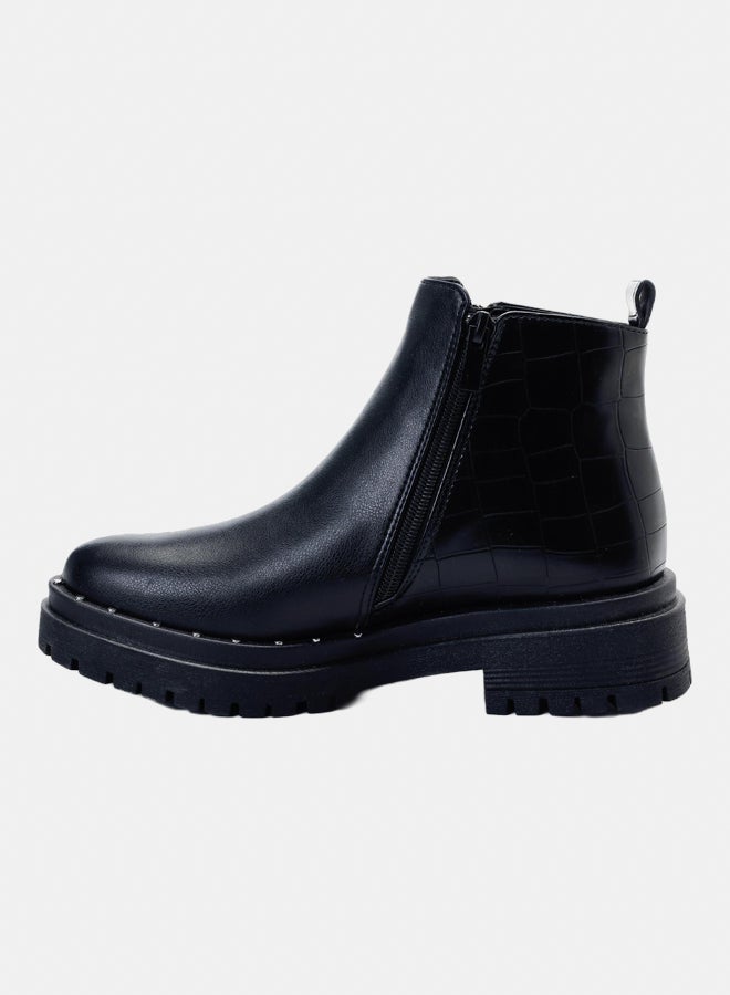 XO Style Leather Ankle Boot - Black - Image 4