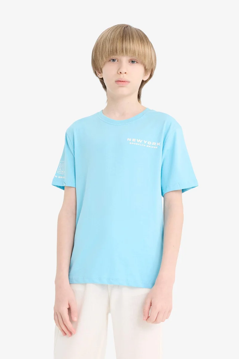 ديفاكتو Boy Crew Neck Printed Short Sleeve T-Shirt
