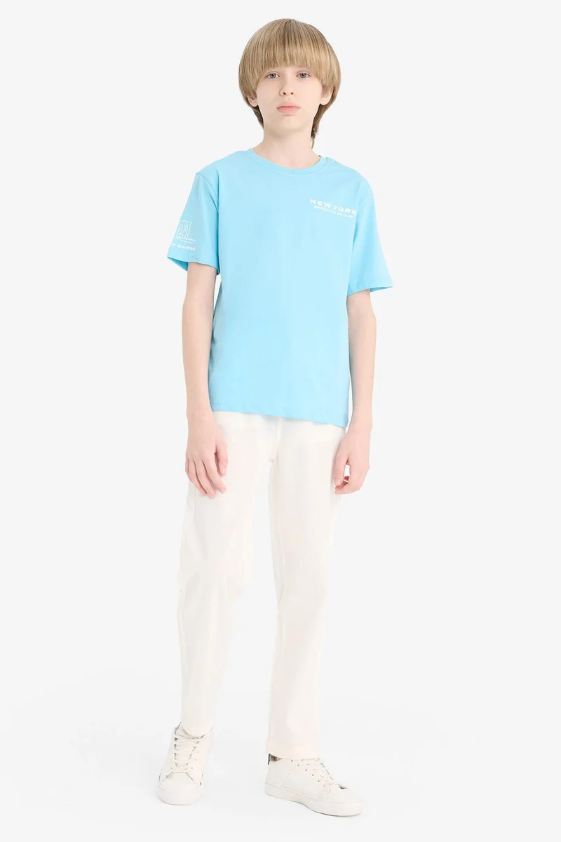 ديفاكتو Boy Crew Neck Printed Short Sleeve T-Shirt