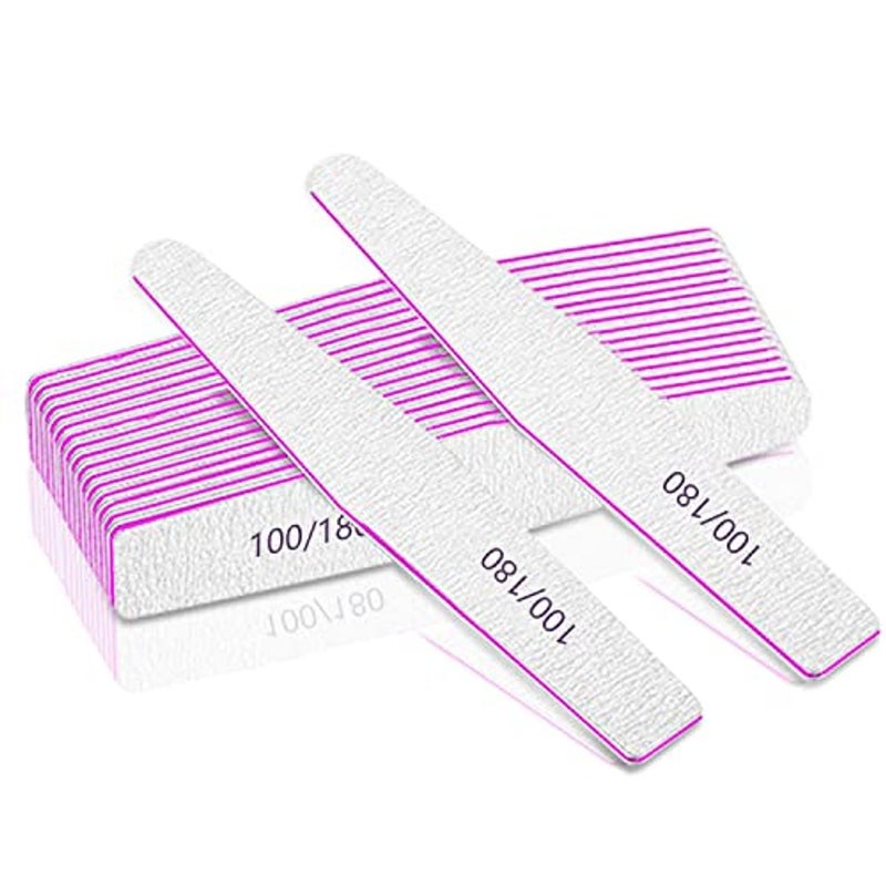 ALKAYAN Nail File 100/180 Grit 12pcs for Acrylic or Poly Extension Gel - Double Sided Emery Boards, Professional Manicure Tools and Styling - Image 1