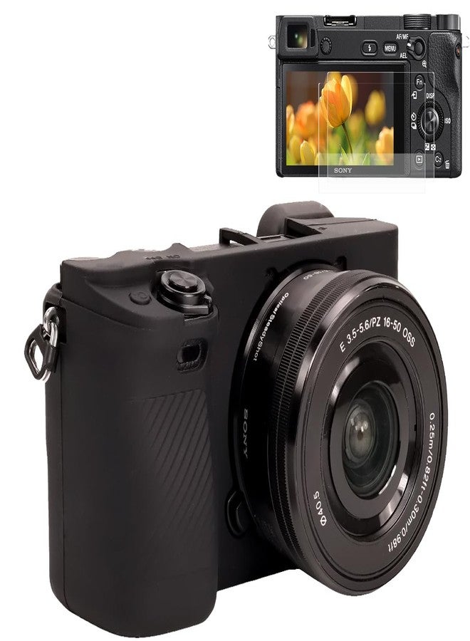 Pocoukate Case for Sony Alpha A6400, A6300, Camera, Soft Silicone Protective Cover Skin with Screen Protector Accessories for Sony Alpha A6400 / 6300 Digital Camera Silicone Cas - Black - Image 1