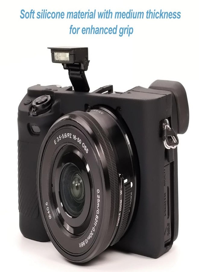 Pocoukate Case for Sony Alpha A6400, A6300, Camera, Soft Silicone Protective Cover Skin with Screen Protector Accessories for Sony Alpha A6400 / 6300 Digital Camera Silicone Cas - Black - Image 3