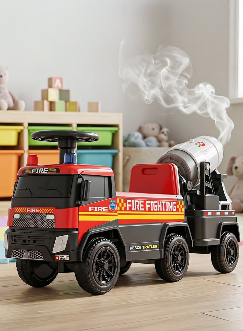 BAYBEE Fire Baby Ride on Car for Kids, Toddler Ride on Baby Car with Smoke, Lights & Music | Fire Engine Kids Push Car for Baby | Children Push Ride on Car for Kids Toddlers 1 to 3 Years Boy Girl Red - Image 1