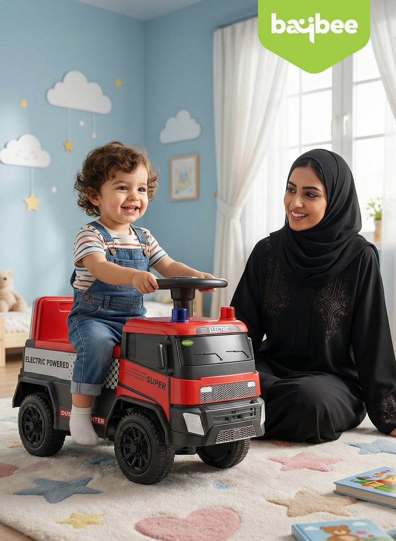 BAYBEE Fire Baby Ride on Car for Kids, Toddler Ride on Baby Car with Smoke, Lights & Music | Fire Engine Kids Push Car for Baby | Children Push Ride on Car for Kids Toddlers 1 to 3 Years Boy Girl Red - Image 2