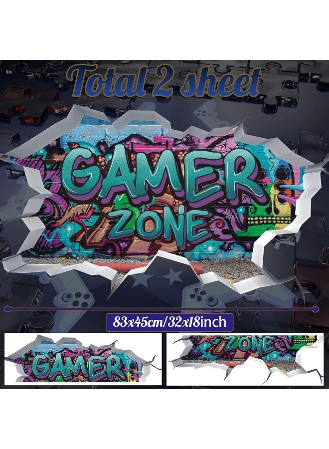 TOARTi Gamer Zone 3D Wall Stickers for Gamer Bedroom Accessories, Gaming Vinyl Wall Decal, Video Game Removable Wall Art Playroom Decor for Teens (Blue) - Image 5