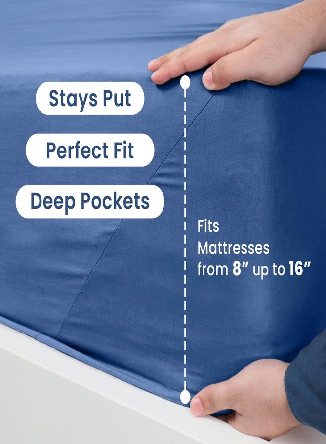Martex 3 Piece Twin Sheets Set | Twin Bed Sheets Set - Light Weight, Soft Breathable Sheets | Brushed Cotton Rich Blend | Secure-Fit, Wrinkle Resistant, Durable, Easy Care Bed Sheets | Comfy Sheets | Blue - Image 4