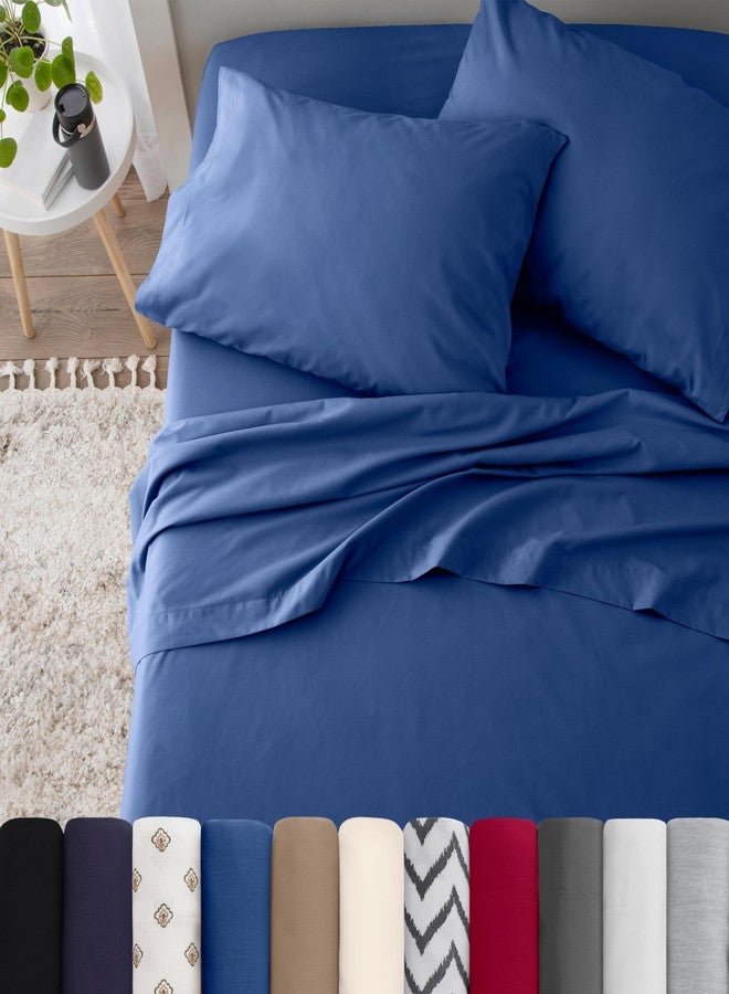 Martex 3 Piece Twin Sheets Set | Twin Bed Sheets Set - Light Weight, Soft Breathable Sheets | Brushed Cotton Rich Blend | Secure-Fit, Wrinkle Resistant, Durable, Easy Care Bed Sheets | Comfy Sheets | Blue - Image 2