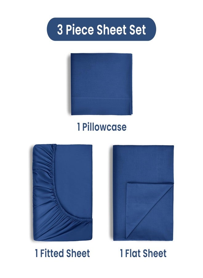 Martex 3 Piece Twin Sheets Set | Twin Bed Sheets Set - Light Weight, Soft Breathable Sheets | Brushed Cotton Rich Blend | Secure-Fit, Wrinkle Resistant, Durable, Easy Care Bed Sheets | Comfy Sheets | Blue - Image 3