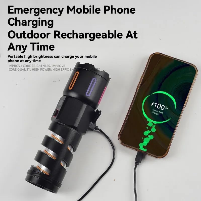 proxin Rechargeable Flashlights 100000 High Lumens Long Throw Super Bright LED Powerful FlashlightWaterproof Charging High Power Flash Light for Camping Emergency - Image 3