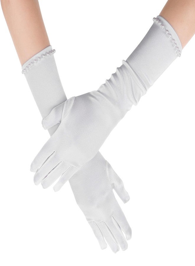 Yolev White Gloves for First Communion Wedding Long Princess Gloves for Tea Party Prom Dress Halloween First Communion Glove forBirthday Costume Party Accessories - Image 1