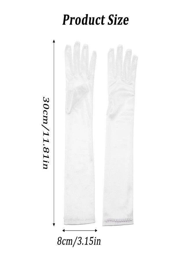 Yolev White Gloves for First Communion Wedding Long Princess Gloves for Tea Party Prom Dress Halloween First Communion Glove forBirthday Costume Party Accessories - Image 2