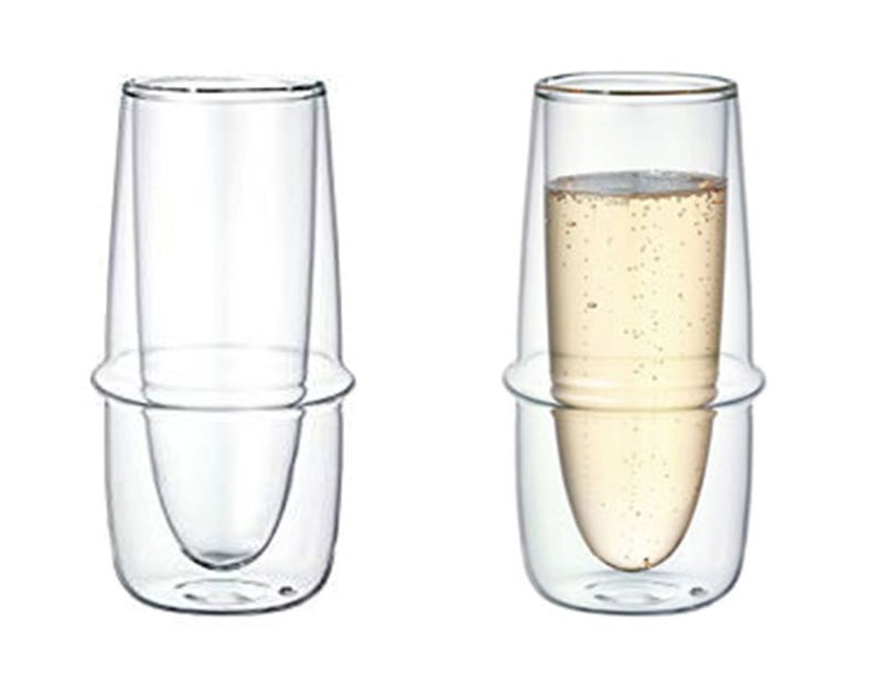 DoubleWall Kinto KRONOS Champagne Glass  Maintains Temperature  Prevents Condensation  Set of 2160 ml 541fl oz each