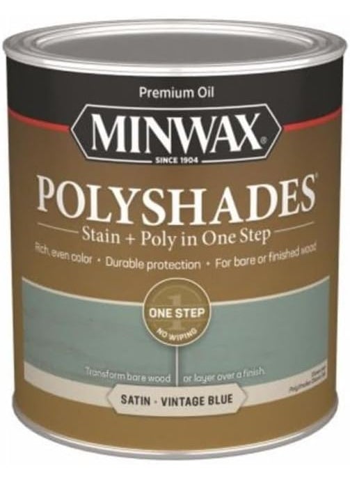 Minwax Minwax Polyshades SemiTransparent Satin Vintage Blue StainPolyurethane Finish 1 qt  - Image 3