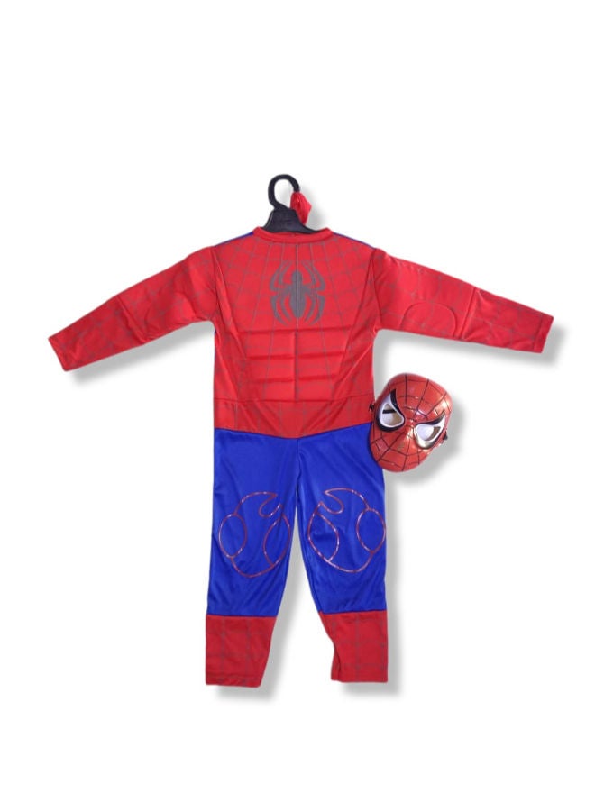Spider-Man Costume for Kids with Plastic Mask – Size M for Ages 4 to 6 Years - Image 1