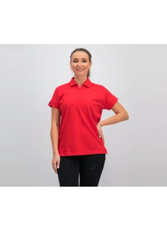 PUMA Women Short Sleeve Training Polo, Red  - Image 1