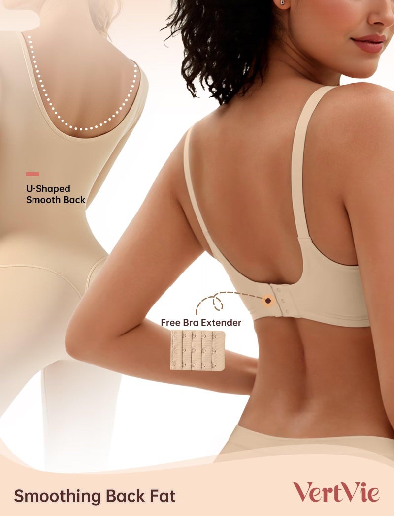 Vertvie Womens Wireless Jelly Bras No Underwire Push Up Seamless Bra Supportive Full Coverage Bralette Regular and Plus Size(Semolina,X-Large) - Image 4