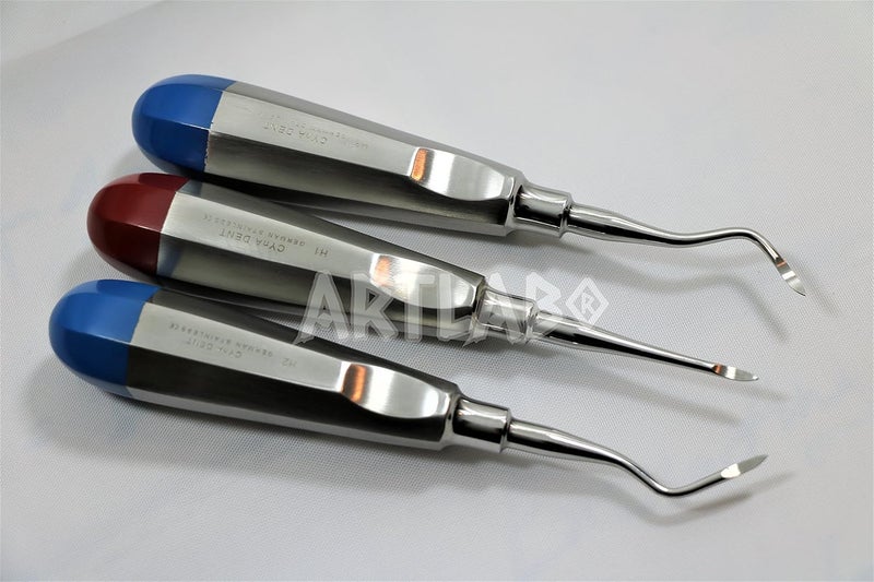 CYNAMED Set of 3 Premium German Dental Elevator Sharp End Root Tip Pick Straight, Right, Left (H1,H2,H3) Heidbrink Root Tip Elevator - Image 1