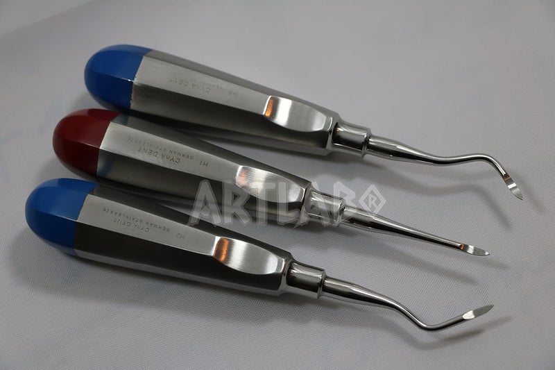 CYNAMED Set of 3 Premium German Dental Elevator Sharp End Root Tip Pick Straight, Right, Left (H1,H2,H3) Heidbrink Root Tip Elevator - Image 2