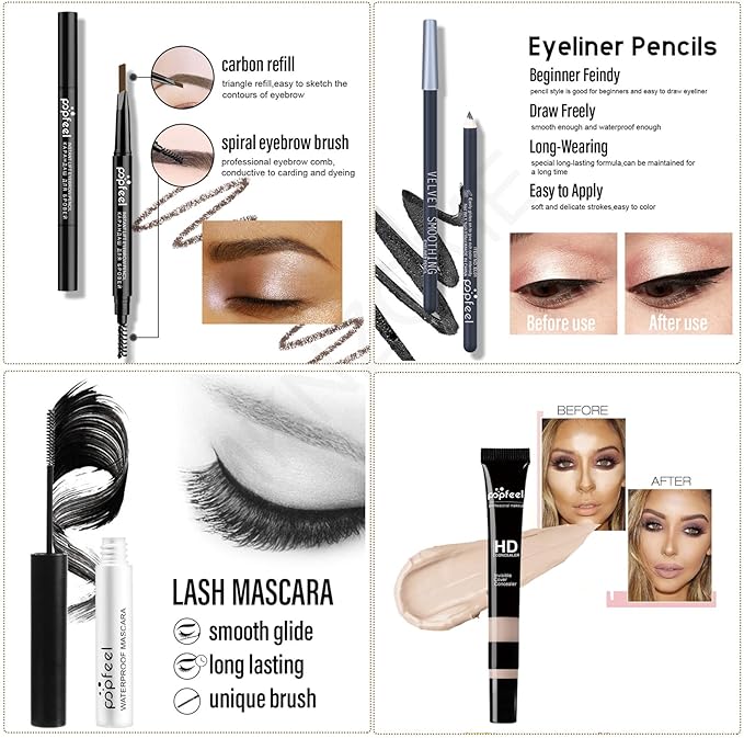 Professional Makeup SetMKNZOME Make Up Set With Makeup Bag Portable Travel Makeup Kit Birthday Xmas Makeup Gift Set Eyeshadow Palette Foudation Concealer for Women Girls