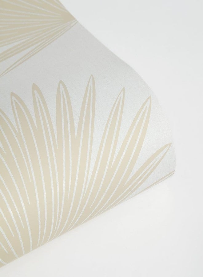 Tempaper Sandstone & Off-White Stamped Palm Removable Peel and Stick Boho Wallpaper, 20.5 in X 16.5 ft, Made in The USA - Image 4