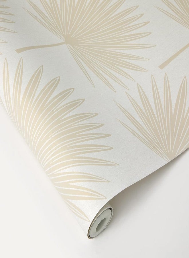Tempaper Sandstone & Off-White Stamped Palm Removable Peel and Stick Boho Wallpaper, 20.5 in X 16.5 ft, Made in The USA - Image 5