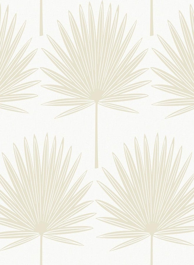 Tempaper Sandstone & Off-White Stamped Palm Removable Peel and Stick Boho Wallpaper, 20.5 in X 16.5 ft, Made in The USA - Image 1