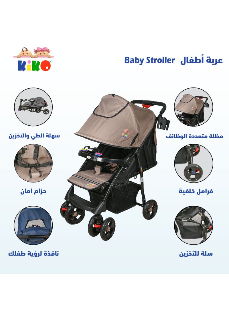 Kiko Comfortable Stroller Toys Tray 6 Wheels, 0 Months +, Beige - Image 2