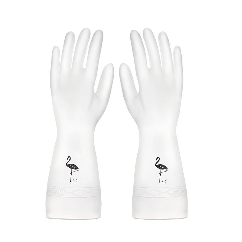 Durable PVC Cleaning Gloves, Waterproof Kitchen Dishwashing Flamingo 
