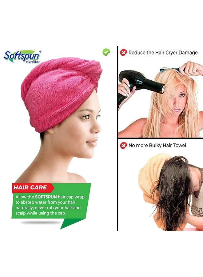 SOFTSPUN Microfiber Hair Cap 70X25 Cm Pink 1 Pcs 340 Gsm! Super Absorbent Quick Dry Hair Turban For Drying All Kinds Of Hair Straight Or Curly Short Or Long Thin Or Thick Hair. - Image 3